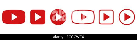 Jeu de boutons de lecture. Icônes de lecture isolées. Symbole de lecture rouge. Illustration vectorielle. Illustration de Vecteur