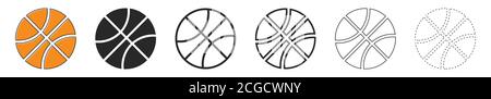 Icônes du ballon de basket-ball. Jeu de symboles ballon de basket-ball sur fond blanc. Illustration vectorielle. Ballon de basket-ball isolé. Illustration de Vecteur