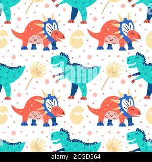 Ensemble de petits dinosaures mignons. Diplodocus, pteranodon, stegosaurus, oeufs de dino. Animaux préhistoriques. Jurassic monde. Dessin animé plat vecteur coloré. Illustration de Vecteur