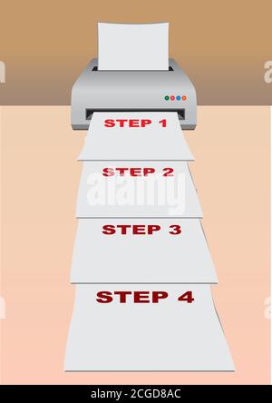 Illustration vectorielle d'une imprimante qui imprime des papiers Illustration de Vecteur