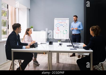 Discours de présentation d'entreprise lors d'une réunion du conseil d'administration Banque D'Images