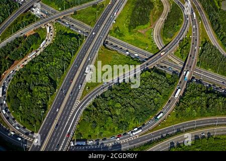 Vue aérienne de l'échangeur M25 et M11 à Londres, Royaume-Uni Banque D'Images