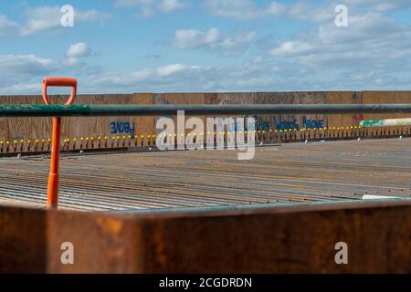 Talaplow, Berkshire, Royaume-Uni. 10 septembre 2020. Les travaux se poursuivent sur la construction de nouveaux ponts à travers la M4 pour la conversion de la M4 en autoroute intelligente. La construction du nouveau pont élargi et de la route à Taplow juste avant le village de Dorney progresse rapidement. Crédit : Maureen McLean/Alay Live News Banque D'Images