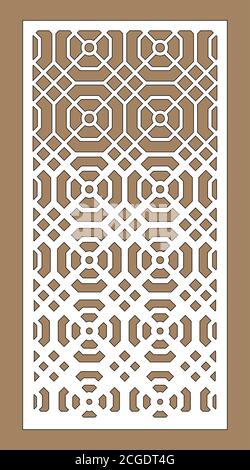 Motif laser. Panneau vectoriel décoratif pour découpe au laser. Modèle CNC, modèle pour cloison intérieure de style arabe. Rapport 1 à 2 Illustration de Vecteur