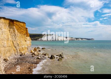 Cuckmere Haven et Seven Sisters Cliffs dans East Sussex South Paysage de la côte Banque D'Images