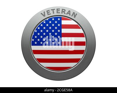 Emblème des États-Unis avec mot - Veteran, représente Happy Veterans Day aux États-Unis, rendu tridimensionnel, illustration 3D Banque D'Images