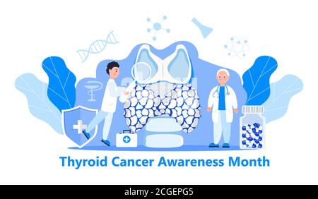 Illustration du mois de sensibilisation au cancer de la thyroïde. Vecteur de concept d'hypothyroïdie pour APP, Web. Illustration de Vecteur