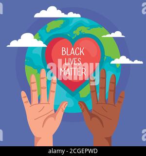 arrêter le racisme, avec les mains, le cœur et la planète mondiale, les vies noires ont un concept important Illustration de Vecteur