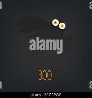 Modèle de carte Happy Halloween - Flying Ghost with Big Pop Yeux dans l'obscurité - Illustration vectorielle Illustration de Vecteur