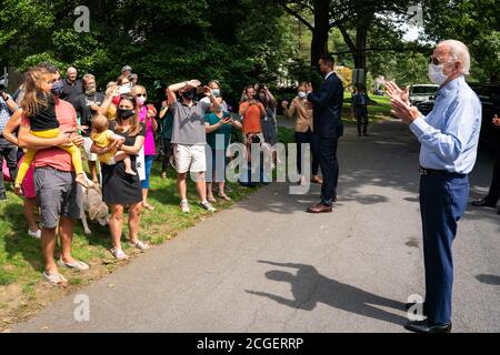 LANCASTER, PA, États-Unis - 07 septembre 2020 - le candidat démocrate à la présidence des États-Unis Joe Biden rencontre des partisans syndicaux à Lancaster, en Pennsylvanie, Banque D'Images