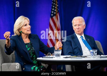 WILMINGTON, PA, États-Unis - 02 septembre 2020 - l'ancienne deuxième Dame Jill Biden avec son mari - le candidat démocrate à la présidence des États-Unis Joe Biden à un pré Banque D'Images