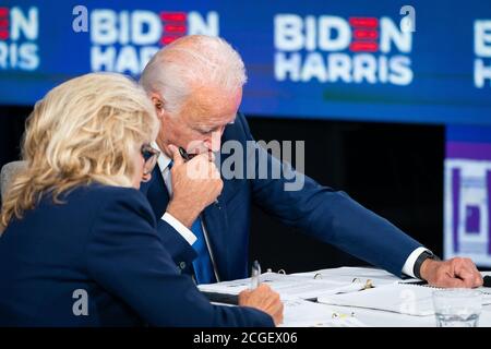 WILMINGTON, PA, États-Unis - 02 septembre 2020 - l'ancienne deuxième Dame Jill Biden avec son mari - le candidat démocrate à la présidence des États-Unis Joe Biden à un pré Banque D'Images