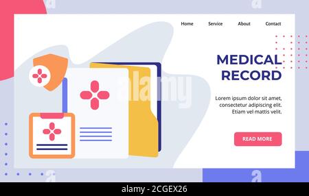Dossier médical document patient campagne d'histoire saine pour le Web page d'accueil du site web page d'accueil modèle bannière avec plat moderne style Illustration de Vecteur