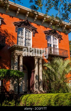 Le Mercer House Carriage Shop and Museum sur Monterey Square, dans le quartier historique de Savannah, Géorgie, États-Unis. Banque D'Images