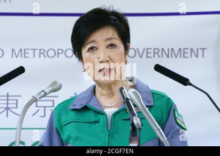 Septembre 2020. 10 septembre 2020. Le gouverneur de Tokyo Yuriko Koike, 10 septembre 2020 - social : le gouverneur de Tokyo Yuriko Koike assiste à une conférence de presse, à Tokyo, au Japon, le 10 septembre 2020. Credit: Motoo Naka/AFLO/Alay Live News Banque D'Images