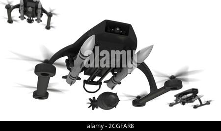 Drones et bombe - rendu 3D Banque D'Images