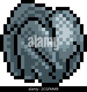 Rock Pierre Boulder Pixel Art huit bits icône de jeu Illustration de Vecteur