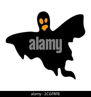 Ghost spektr flèche plate icône simple. Halloween symbole de peur et de danger. Élément décoratif sombre noir. Illustration vectorielle isolée sur blanc Illustration de Vecteur