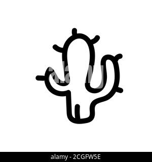 Cactus dessiné à la main. Symbole du Mexique isolé sur fond blanc Doodle simple pour enfants. Illustration de Vecteur