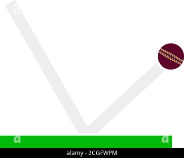 Icône de trajectoire du ballon de cricket. Conception couleur plate. Illustration vectorielle. Illustration de Vecteur