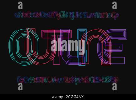 Jeu de lettres majuscules et minuscules SCI-fi. Alphabet rave. Motif de police pour affiche typographique futuriste, publicités cyberpunk, logo Illustration de Vecteur