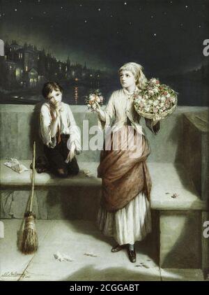 Mulready Augustus Edwin - un London Crossing Sweeper et un Fleur fille 2 - British School - 19e siècle Banque D'Images