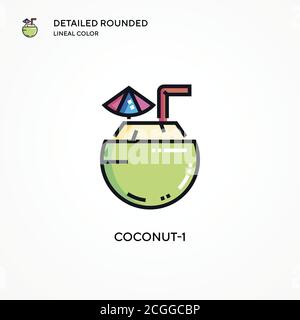 Icône vecteur Coconut-1. Concepts modernes d'illustration vectorielle. Facile à modifier et à personnaliser. Illustration de Vecteur