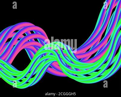 Onde de couleur sur fond noir. Onde liquide ondulée. Arrière-plan vectoriel abstrait. eps 10 Illustration de Vecteur