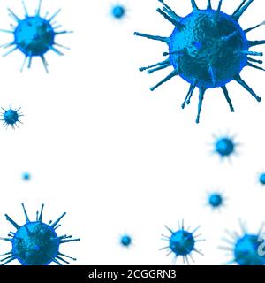 Coronavirus, Covid-19, cellules du virus du COV-SRAS-2 - illustration 3D Banque D'Images