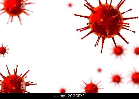 Coronavirus, Covid-19, cellules du virus du COV-SRAS-2 - illustration 3D Banque D'Images