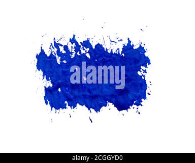 Pinceau bleu avec aquarelle, fond blanc Banque D'Images