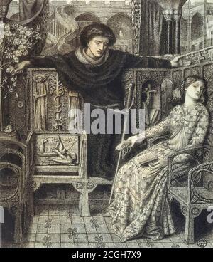 Rossetti Dante Gabriel - Hamlet et Ophelia - British School - 19e siècle Banque D'Images