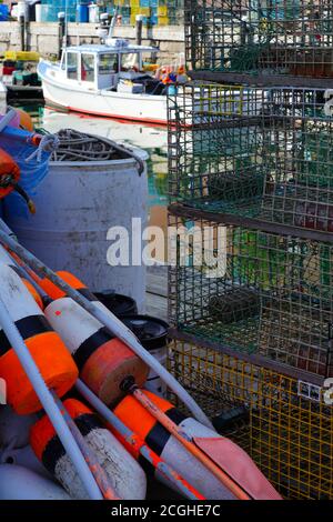 PORTLAND, ME -12 AOÛT 2020 - vue sur les bateaux à homard dans le port de Portland, Casco Bay, Maine, États-Unis. Banque D'Images