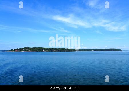 PORTLAND, ME -12 AOÛT 2020- vue sur les îles de la baie de Casco, Portland, Maine, États-Unis. Banque D'Images