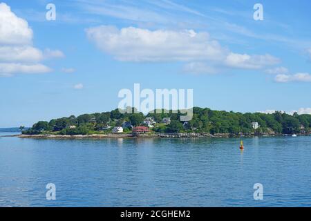 PORTLAND, ME -12 AOÛT 2020- vue sur les îles de la baie de Casco, Portland, Maine, États-Unis. Banque D'Images