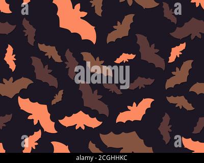 Motif de Hallowen sans couture avec chauves-souris volantes. Décor festif avec chauves-souris effrayantes. Arrière-plan pour l'emballage du papier, de l'impression, du tissu et de l'impression. Vecteur illustrat Illustration de Vecteur