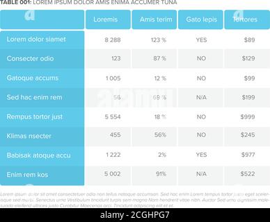 Modèle de disposition de table multi-usages avec beau design minimaliste - bleu version avec coins arrondis Illustration de Vecteur