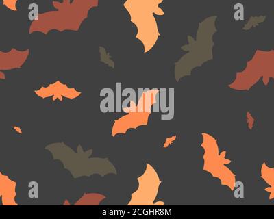 Motif de Hallowen sans couture avec chauves-souris volantes. Décor festif avec chauves-souris effrayantes. Arrière-plan pour l'emballage du papier, de l'impression, du tissu et de l'impression. Vecteur illustrat Illustration de Vecteur