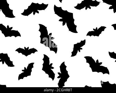 Motif de Hallowen sans couture avec chauves-souris volantes. Décor festif avec chauves-souris effrayantes. Arrière-plan pour l'emballage du papier, de l'impression, du tissu et de l'impression. Vecteur illustrat Illustration de Vecteur