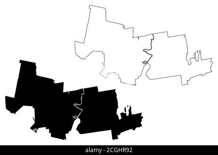 Hampshire County, Commonwealth of Massachusetts (comté des États-Unis, États-Unis d'Amérique, États-Unis, États-Unis, États-Unis) carte illustration vectorielle, scribble sketch Hampsh Illustration de Vecteur