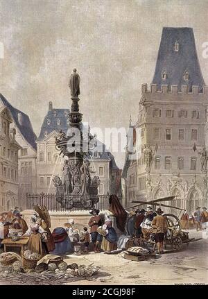 Stanfield Clarkson Frederick - Trèves Hauptmarkt Steipe und Brunnen II - British School - 19e siècle Banque D'Images