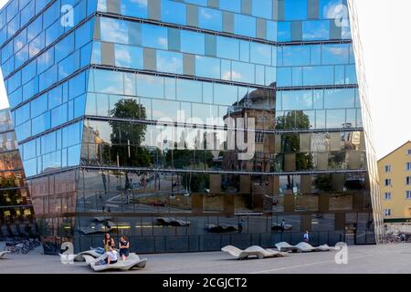 Freiburg im Breisgau, façade en verre de la bibliothèque universitaire Banque D'Images