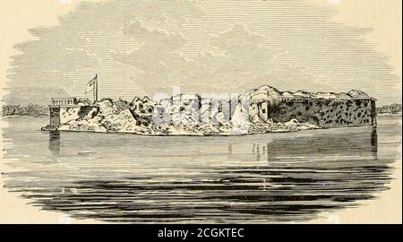 . Champ, fort et flotte; étant une série de croquis brillants et authentiques des batailles les plus notables de la fin de la guerre civile . FORT SUJITER IX 181) 0.. FORT SU5ITER EN 1864. |irst iull Jttu. LE PREMIER TEST À L'EST. Banque D'Images