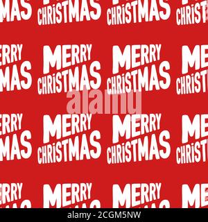 Motif sans couture en lettres blanches Merry Christmas sur fond rouge. Illustration de Vecteur