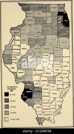 . L'ère de la guerre civile, 1848-1870 . veulent de la nourriture, de la fièvre, et le choléra, a attiré l'attention sur le fait de l'immigration étrangère lourde. Il est devenu évident que les sociétés Ger-man et irlandaises d'émigrant de Saint-Louis qui ont aidé dans le travail de secours n'avaient pas de contrepartie effective dans l'Illinois, alors que quelques sociétés locales allemandes avaient leurs agents sur le terrain.il est devenu largement publié, également, Celui des émigrants qui débarquèrent à New York en 1856, sept pour cent se rendit dans l'Illinois, les bouteux ont apporté avec eux plus de quatorze pour cent des cashmoyens inscrits auprès des autorités de l'immigration. Inductionsto immigran étranger Banque D'Images