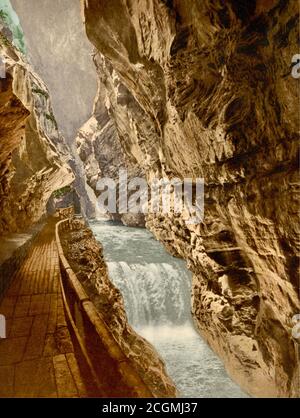 Tamina gorge, Altes Bad Pfäfers, Bad Ragaz, Sarganserland, Saint-Gall, Suisse 1890. Banque D'Images