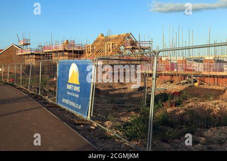 Bennett Homes, nouvelles maisons, construction, développement, Banner, logement, terres agricoles antérieures, Hunstanton, Norfolk, Angleterre Banque D'Images