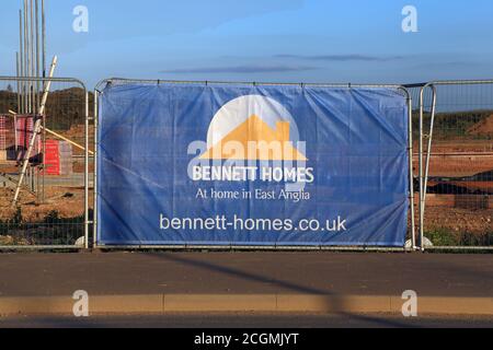 Bennett Homes, nouvelles maisons, construction, développement, Banner, logement, terres agricoles antérieures, Hunstanton, Norfolk, Angleterre Banque D'Images