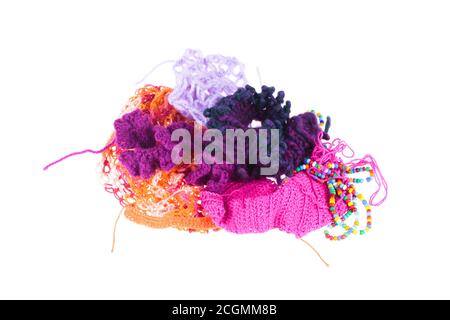 Collection colorée d'articles tricotés et de perles Banque D'Images
