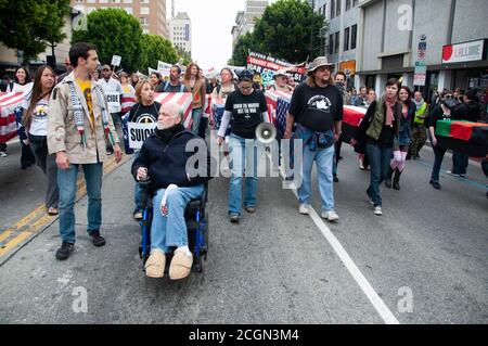 21 mars 2009 rassemblement anti-guerre et marche à Hollywood, CA, États-Unis. Banque D'Images